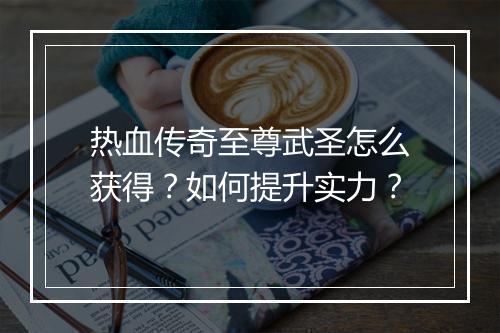 热血传奇至尊武圣怎么获得？如何提升实力？