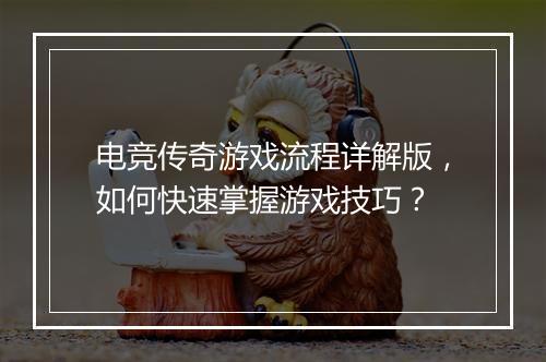 电竞传奇游戏流程详解版，如何快速掌握游戏技巧？