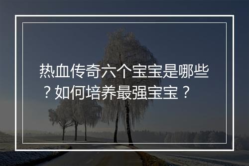 热血传奇六个宝宝是哪些？如何培养最强宝宝？