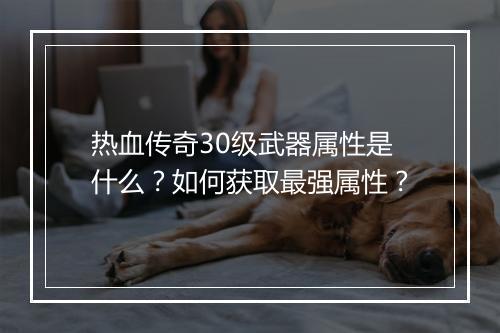热血传奇30级武器属性是什么？如何获取最强属性？