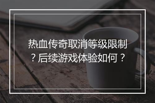 热血传奇取消等级限制？后续游戏体验如何？
