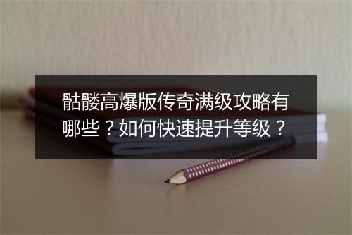 骷髅高爆版传奇满级攻略有哪些？如何快速提升等级？