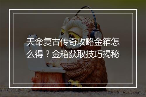 天命复古传奇攻略金箱怎么得？金箱获取技巧揭秘