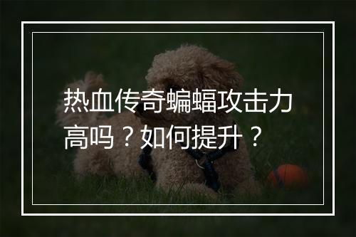 热血传奇蝙蝠攻击力高吗？如何提升？