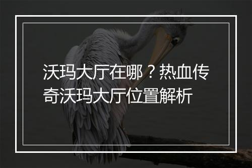 沃玛大厅在哪？热血传奇沃玛大厅位置解析