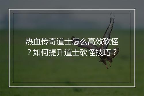 热血传奇道士怎么高效砍怪？如何提升道士砍怪技巧？