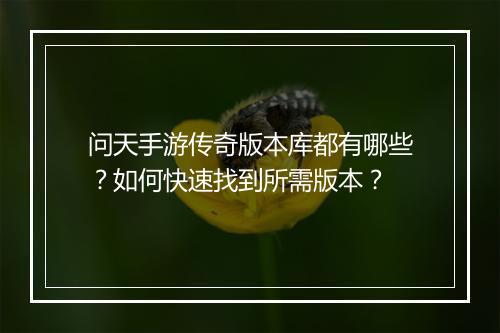 问天手游传奇版本库都有哪些？如何快速找到所需版本？