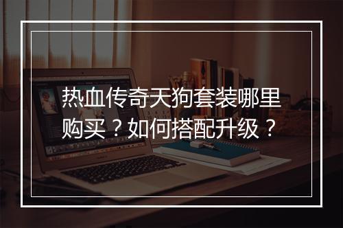 热血传奇天狗套装哪里购买？如何搭配升级？