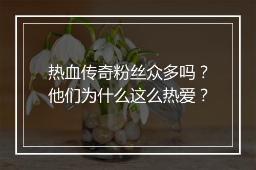 热血传奇粉丝众多吗？他们为什么这么热爱？