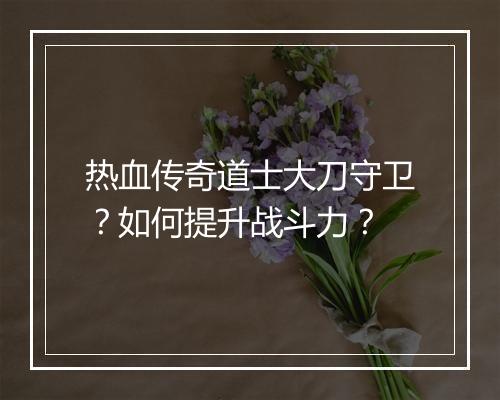 热血传奇道士大刀守卫？如何提升战斗力？