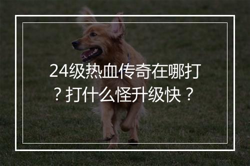 24级热血传奇在哪打？打什么怪升级快？