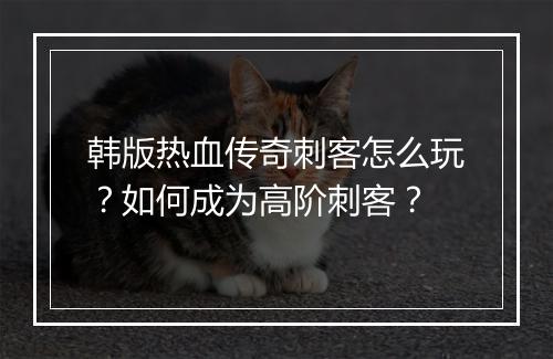 韩版热血传奇刺客怎么玩？如何成为高阶刺客？