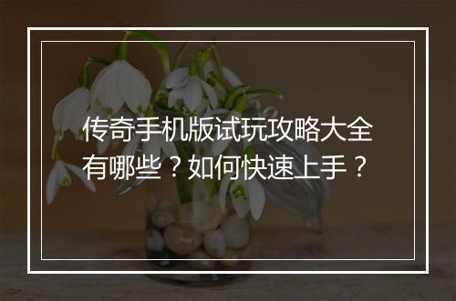 传奇手机版试玩攻略大全有哪些？如何快速上手？