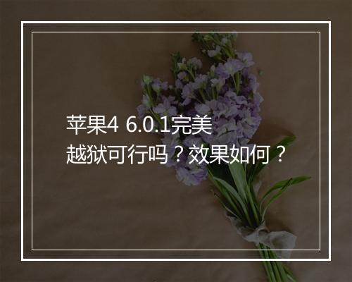 苹果4 6.0.1完美越狱可行吗？效果如何？