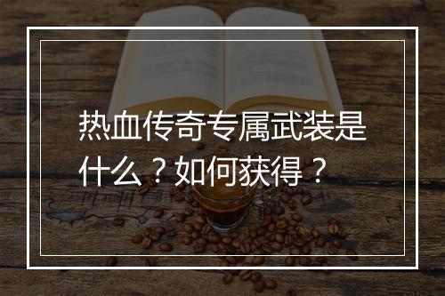 热血传奇专属武装是什么？如何获得？