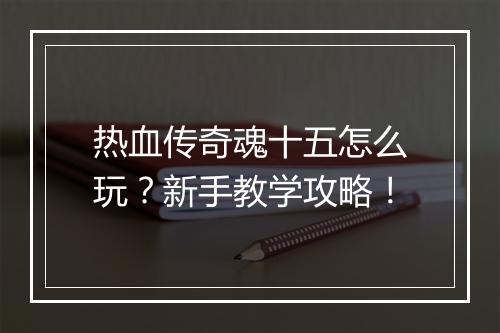 热血传奇魂十五怎么玩？新手教学攻略！