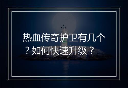 热血传奇护卫有几个？如何快速升级？