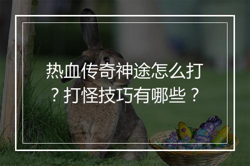 热血传奇神途怎么打？打怪技巧有哪些？