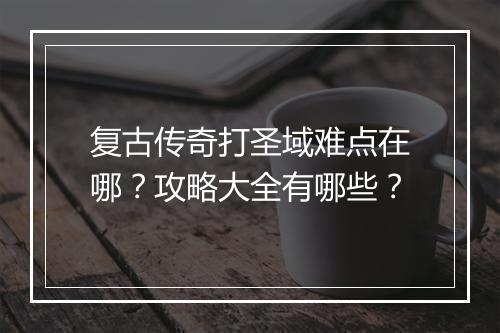 复古传奇打圣域难点在哪？攻略大全有哪些？