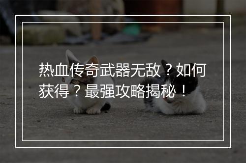 热血传奇武器无敌？如何获得？最强攻略揭秘！