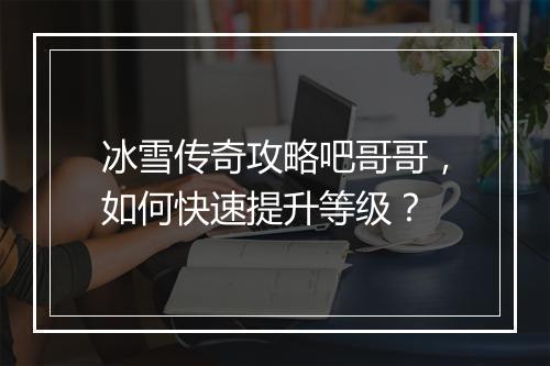 冰雪传奇攻略吧哥哥，如何快速提升等级？