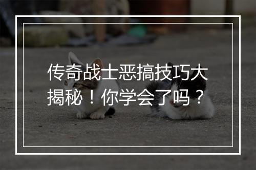 传奇战士恶搞技巧大揭秘！你学会了吗？
