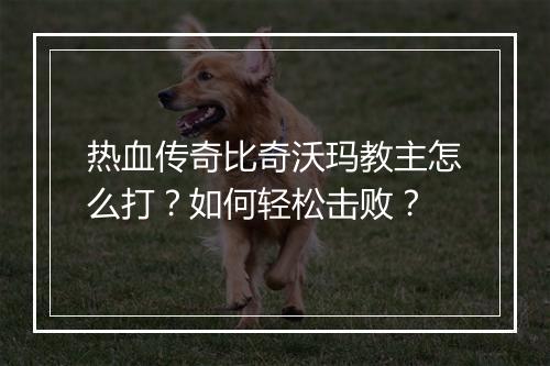 热血传奇比奇沃玛教主怎么打？如何轻松击败？