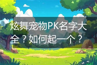 炫舞宠物PK名字大全？如何起一个？