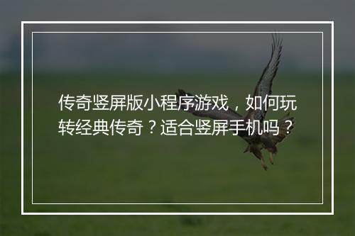传奇竖屏版小程序游戏，如何玩转经典传奇？适合竖屏手机吗？