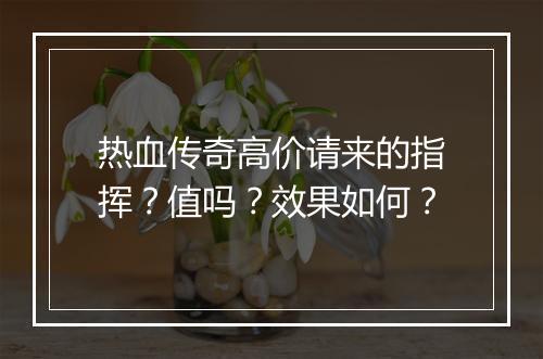 热血传奇高价请来的指挥？值吗？效果如何？