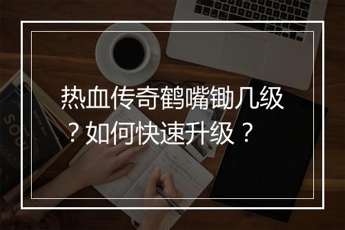 热血传奇鹤嘴锄几级？如何快速升级？