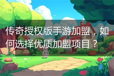 传奇授权版手游加盟，如何选择优质加盟项目？