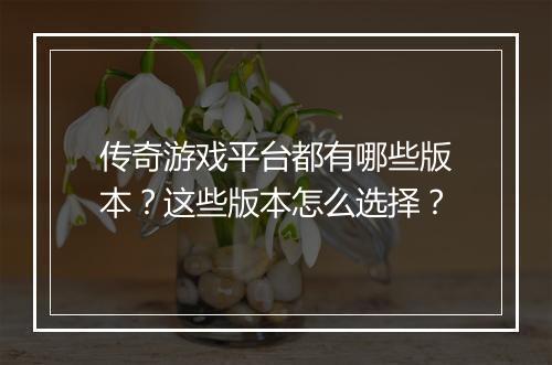 传奇游戏平台都有哪些版本？这些版本怎么选择？
