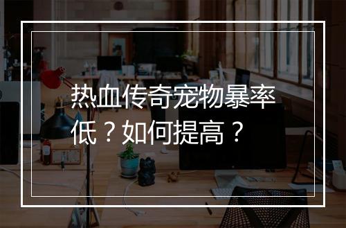 热血传奇宠物暴率低？如何提高？