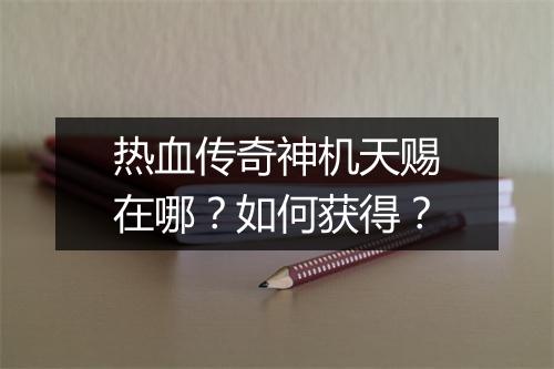 热血传奇神机天赐在哪？如何获得？