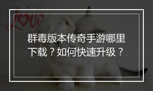 群毒版本传奇手游哪里下载？如何快速升级？