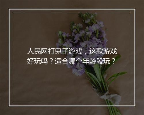 人民网打鬼子游戏，这款游戏好玩吗？适合哪个年龄段玩？