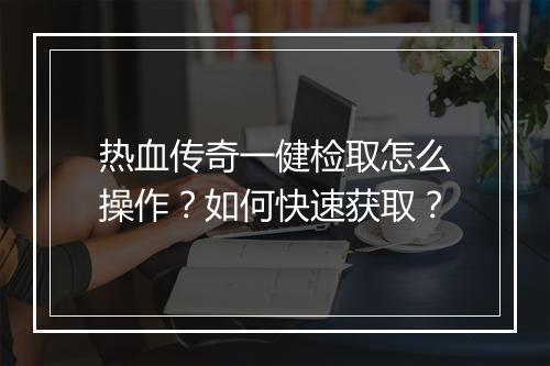 热血传奇一健检取怎么操作？如何快速获取？