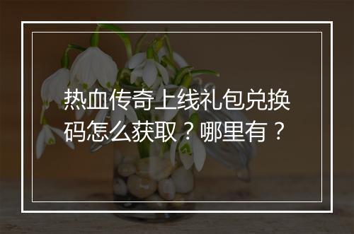 热血传奇上线礼包兑换码怎么获取？哪里有？