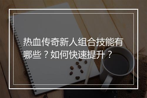 热血传奇新人组合技能有哪些？如何快速提升？