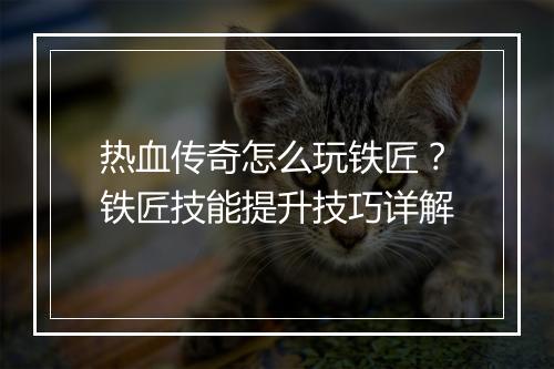 热血传奇怎么玩铁匠？铁匠技能提升技巧详解