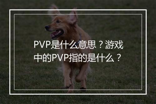 PVP是什么意思？游戏中的PVP指的是什么？