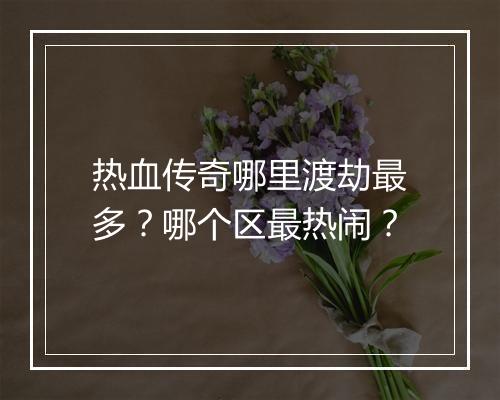 热血传奇哪里渡劫最多？哪个区最热闹？