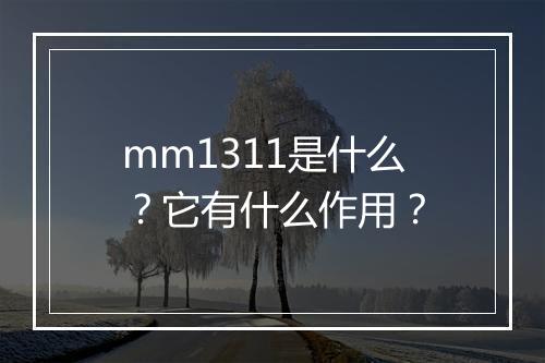 mm1311是什么？它有什么作用？