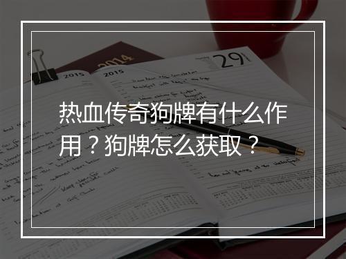 热血传奇狗牌有什么作用？狗牌怎么获取？