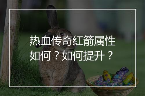热血传奇红箭属性如何？如何提升？