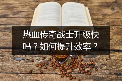 热血传奇战士升级快吗？如何提升效率？