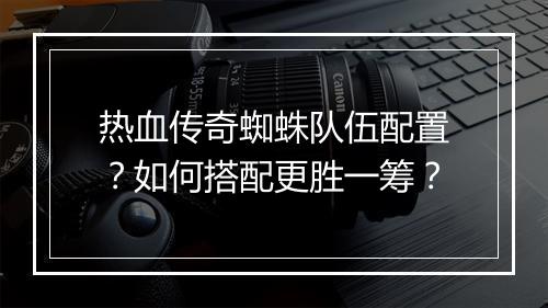热血传奇蜘蛛队伍配置？如何搭配更胜一筹？