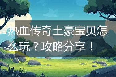 热血传奇土豪宝贝怎么玩？攻略分享！
