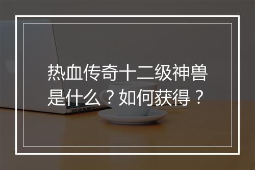 热血传奇十二级神兽是什么？如何获得？